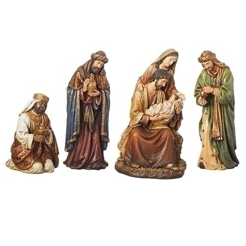 16" Antique Styled 4 Piece Textured Holy Family Nativity Tabletop Decor - 32797652
