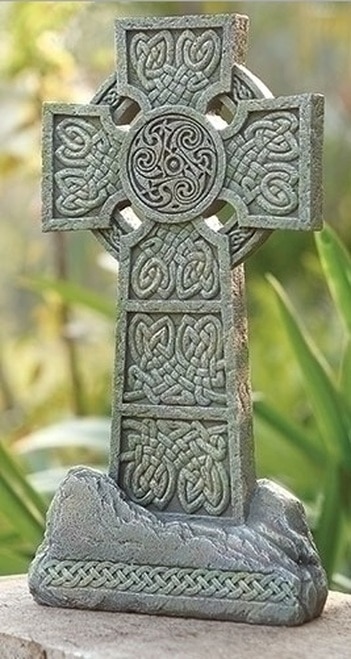 16.25" Irish Celtic Cross Religious Outdoor Garden Statue Decoration - 31492372