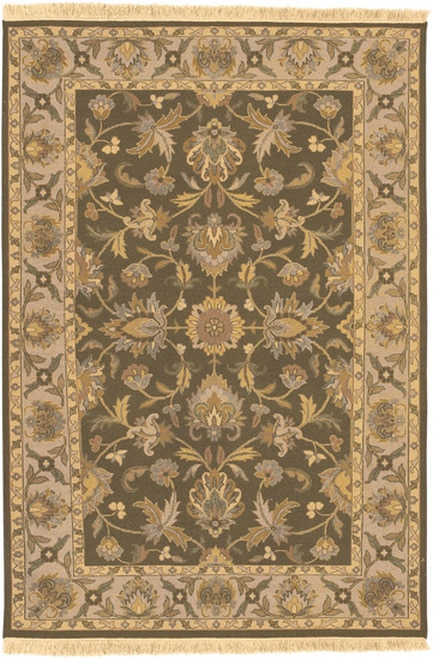 10 x 14 Peridian Falls Tan and Pine Green New Zealand Wool Area Throw Rug - 28463556