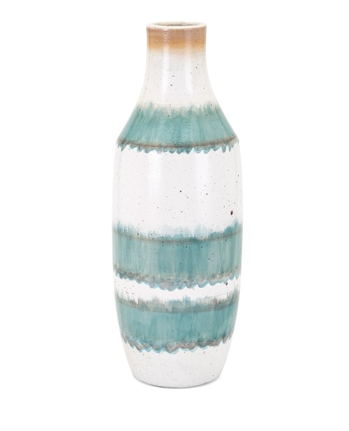 16.25" Large Blue and White Ombre "Padma" Terracotta Table Top Vase - 32585061