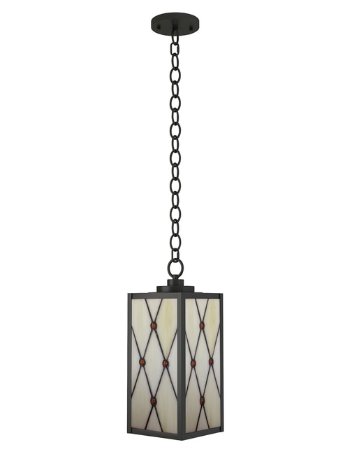 12.5" Black Antique Style Outdoor Patio Mini Pendant with Frosted Art Glass - 32814891