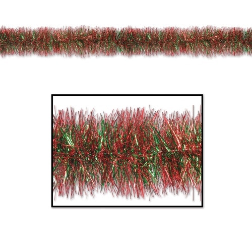 100’ Decorative Gleam ‘N Tinsel Shiny Red and Green Christmas Garland - Unlit - 32731779