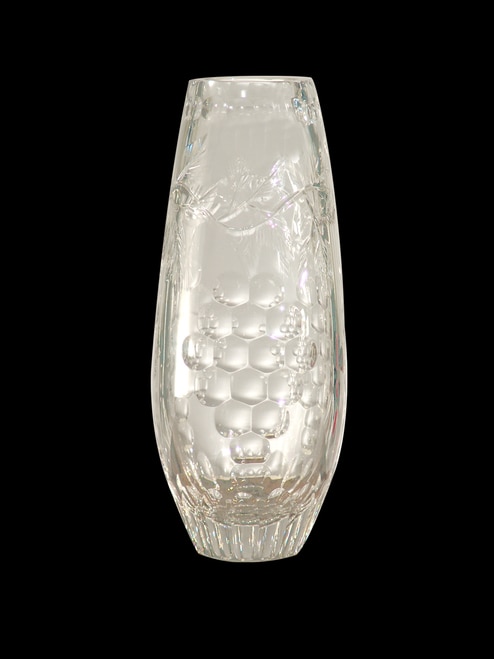 12" Large Grape Vine Decorative Hand Cut Crystal Glass Vase - 31375988