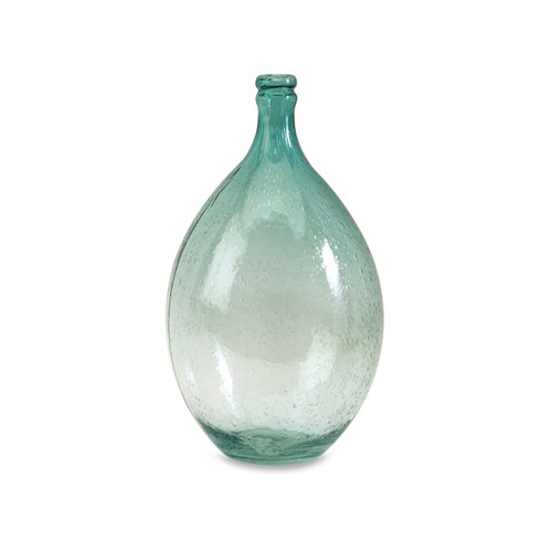 13.5" Vieques Aqua Blue Bubble Glass Decorative Bottle Vase - 28672636