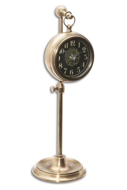 12" Black Brass Pocket Watch Style Desk Clock on Adjustable Telescopic Stand - 28266574