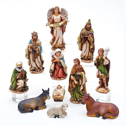 11 Pieces Subtle Colored Traditional Style Nativity Figurine Set 6" - 32806233
