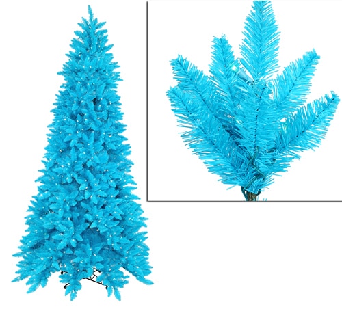 12 Pre-Lit Slim Sky Blue Ashley Spruce Christmas Tree - Clear & Blue Lights - 11269602