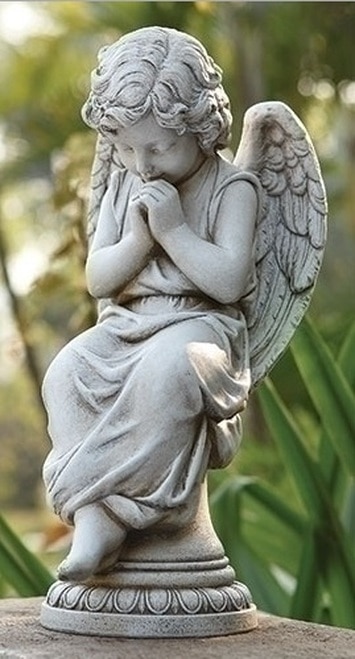 17" Josephs Studio Praying Cherub Angel on Pedestal Outdoor Garden Statue - 31492799