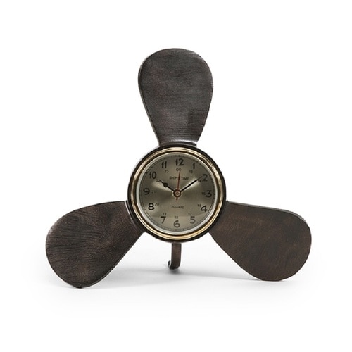 12" Elica Orologio Antique-Style Metal Propeller Nautical Desk Clock - 31356363