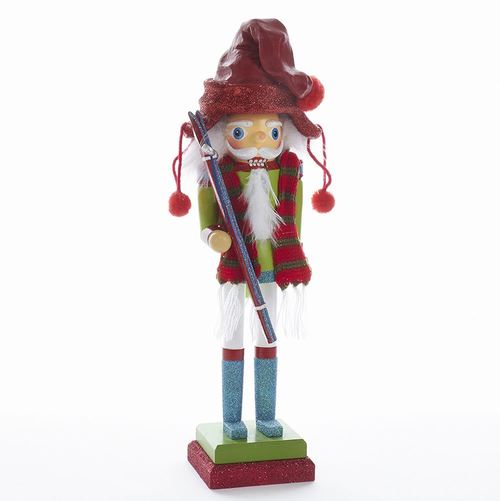 15" Red and Green Nutcracker with Skis Christmas Decorative Figurine - 32804961