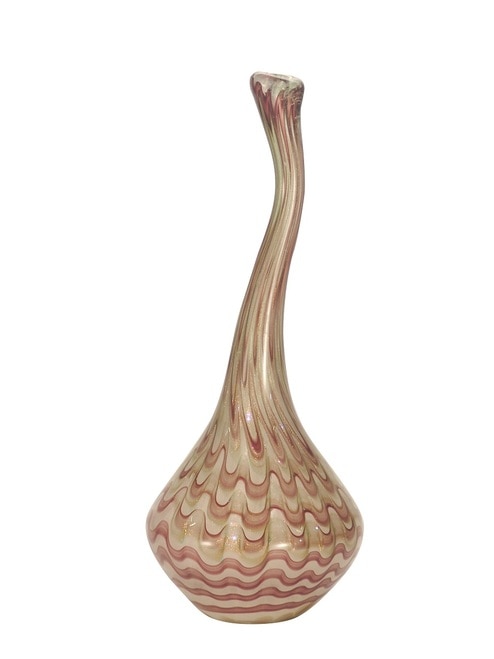 16.5" Purple and Gold Napa Vino Decorative Hand Blown Glass Vase - 31376206
