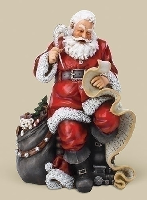 16.5" Red and White Santa with Gift Bag & List Christmas Tabletop Figure - 31753477