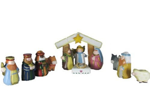 12-Piece Hand Carved Wooden Childrens First Christmas Nativity Set - 16179659
