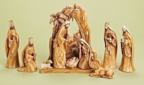 10-Piece Carved Inspirational Religious Nativity Scene Christmas Decoration - 31580483