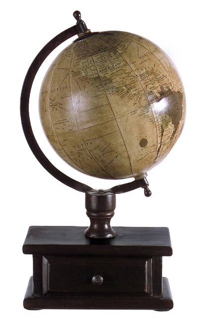 16" Sophisticated Table Top Globe with Wooden Storage Drawer - 6936088