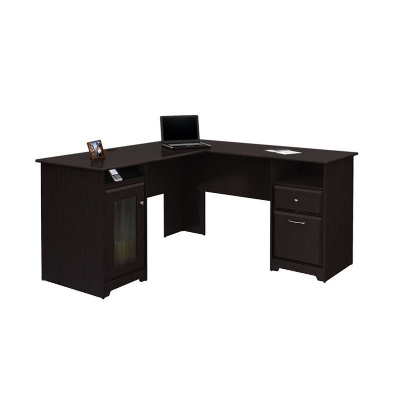 Bush Furniture Cabot L Shaped Computer Desk in Espresso Oak - hotflashsale