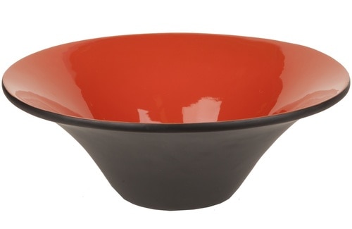 16” Orange and Charcoal Black Glazed Finish Decorative Bowl - 31497205
