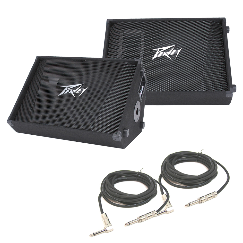 (2) Peavey PV 15M Pro DJ Passive 15" Stage Monitor 1000W Speaker & 1/4" Cable