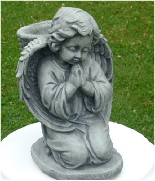 14" Kneeling Cherub with Basket Planter Statue Outdoor Decoration - Rust Finish - 32902407