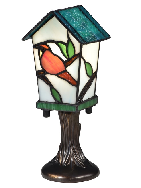 10" Vibrantly Colored Bird House Tiffany Accent Lamp - 32820539