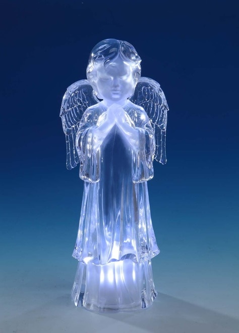 13.75" Prelit Clear LED Praying Cherub Angel Decoration - 31348537