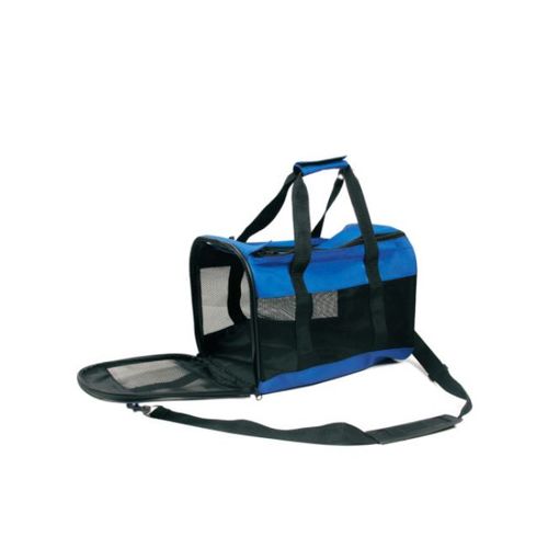 14" Blue and Black Sturdy Pet Carrier Bag with Mesh Front - 33488166