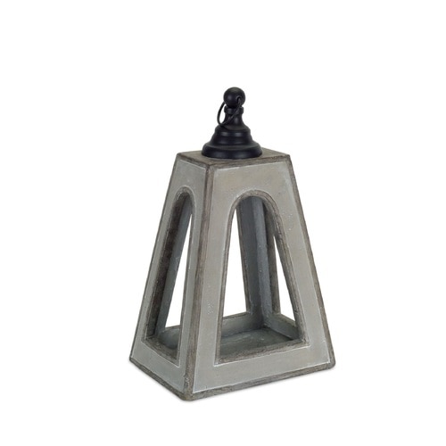 14” Cement Gray Lantern Tabletop Decoration - 33390108