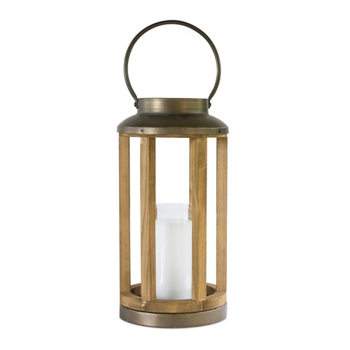 16” Brown and Brass Metal Antique Style Candle Lantern - 33390264