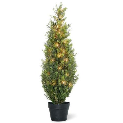 10” x 36” Pre-lit Potted Pine Medium Artificial Christmas Tree – Clear Lights - 31377179