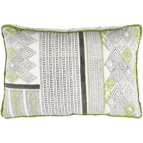 13 x 19” White and Lime Green Geometric Pattern Rectangular Throw Pillow Cover - 33426096