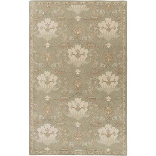 10 x 14 Olive Green and Ivory White Rectangular Area Throw Rug - 31495485