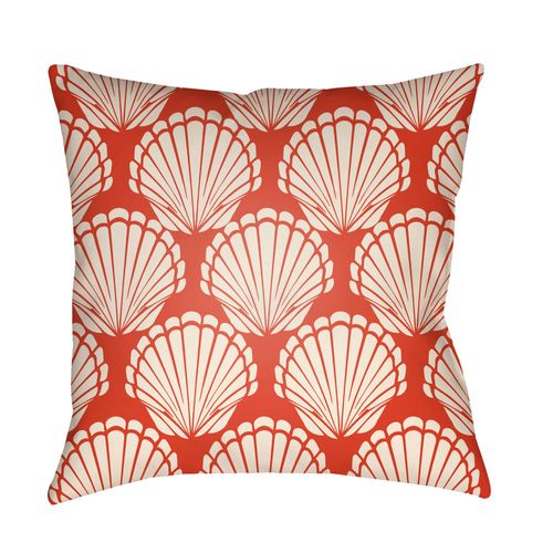 16" Fire Orange and White Transitional Style Printed Square Throw Pillow Cover - 33432208