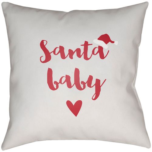 16" White and Red "Santa baby" Printed Square Throw Pillow Cover - 33423083