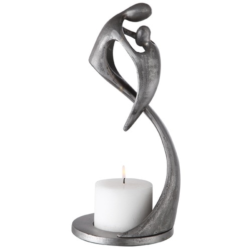 15" Silver Metal Family Candle Holder with Candle - 33674758