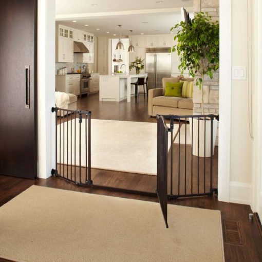"Deluxe Décor Gate" by North States: Fits extra-wide openings and has a matte finish on heavy-duty metal to complement any décor. Hardware mount. Fits