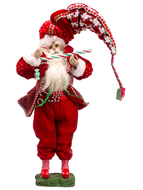 17" Peppermint Twist Decorative Plush Santa Claus w/ Candy Cane Christmas Figure - 30657391