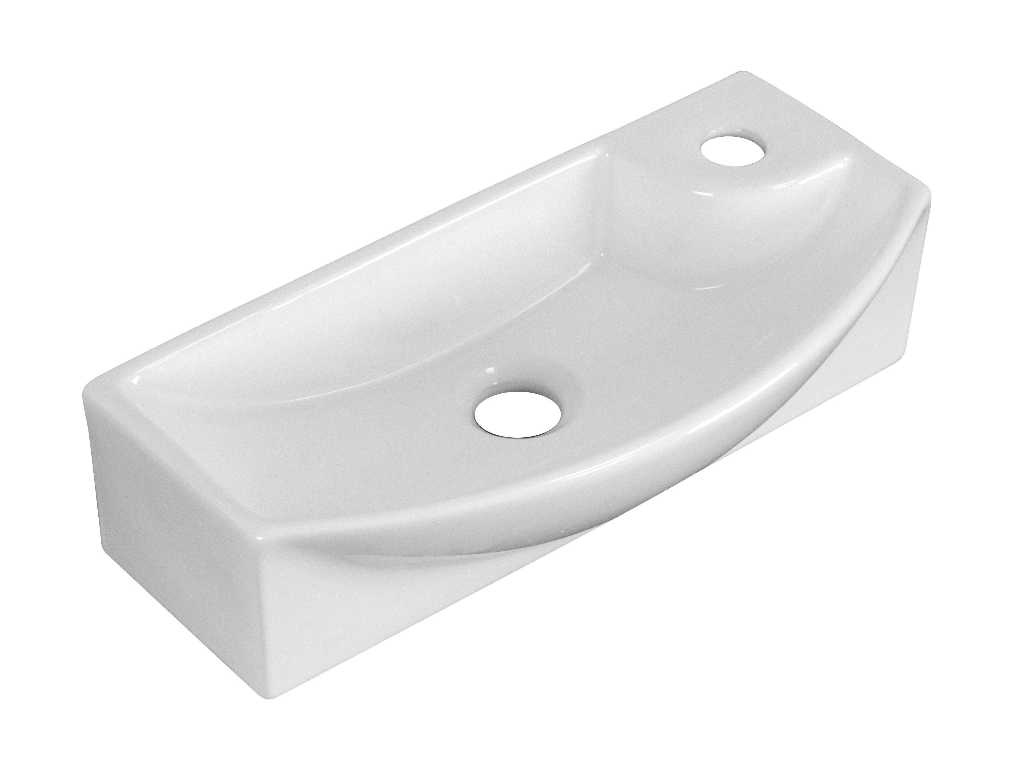 17.75-in. W Above Counter White Vessel For 1 Hole Right Drilling