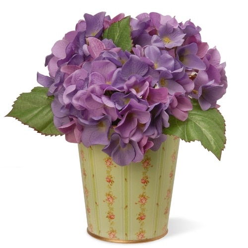 11" Garden Accents Purple Hydrangea Artificial Flower Pot - 33367990