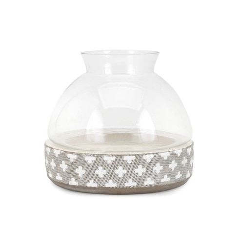 10" Glossy Clear and Gray Geometric Patterned Cloche with Base - 32815432