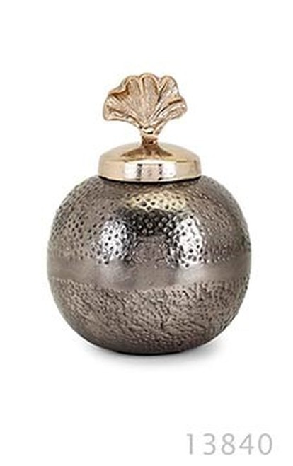 10" Gold and Metallic Finish Small Vase with Ginkgo Lid - 32820391
