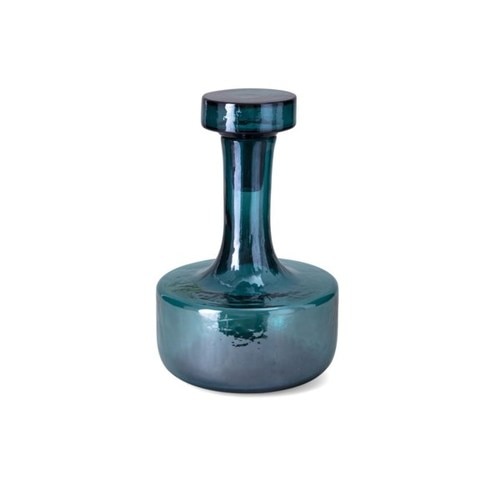 12.75" Glossy Blue Small Handblown Tabletop Bottle with Stopper - 33408217