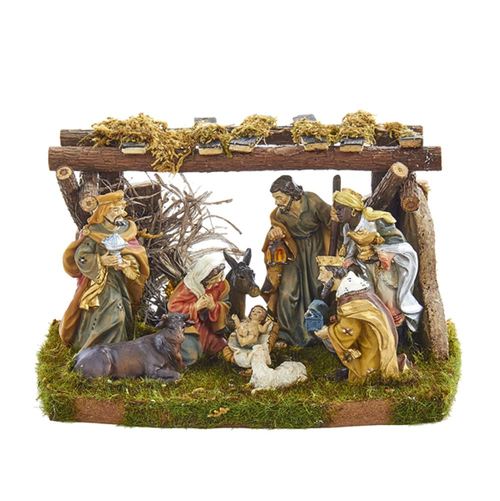 10-Piece Set Soothing Colored Decorative Nativity Theme with Stable 7" - 32806339