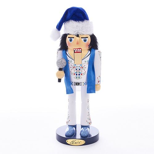 11” Blue and White Elvis Presley “King of Spades” Christmas Nutcracker - 32803473