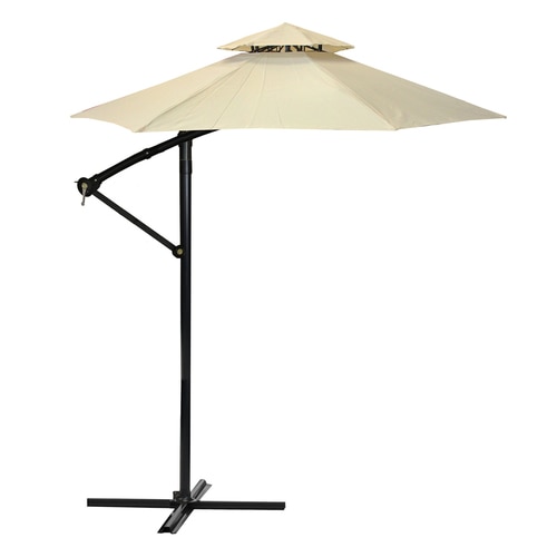 10 Outdoor Patio Off-Set Umbrella Zinc Alloy Crank and Tilt - Beige and Black - 30931234