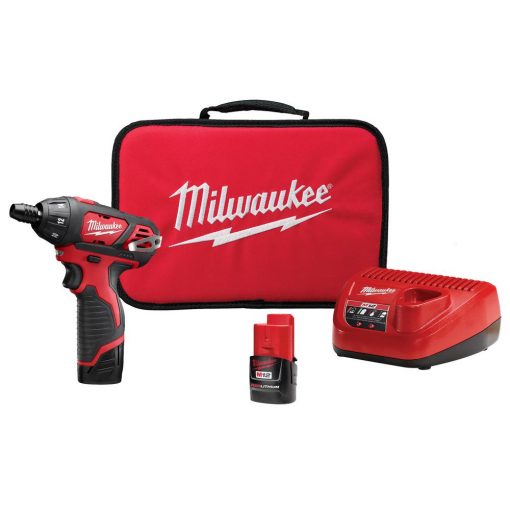Milwaukee M12 12-Volt Lithium-Ion Cordless 1/4 in. Hex Screwdriver Kit W/(2) 1.5Ah Batteries, Charger & Tool Bag