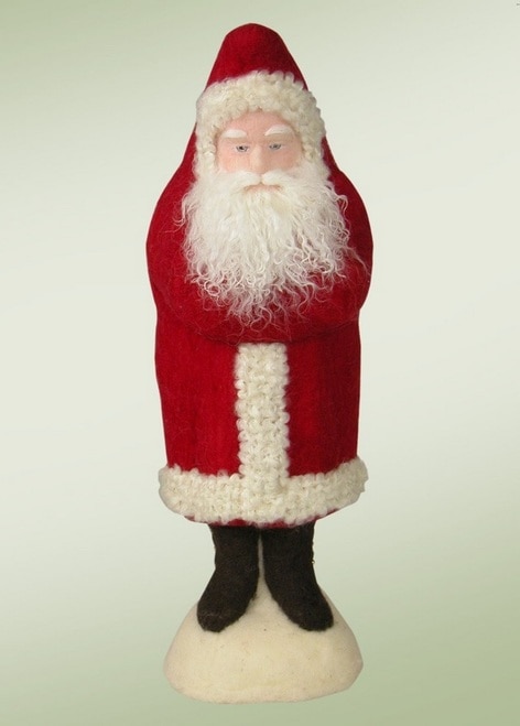16.5" Red and Cream Wool Felted Belsnickel Santa Christmas Table Top Decoration - 31736181