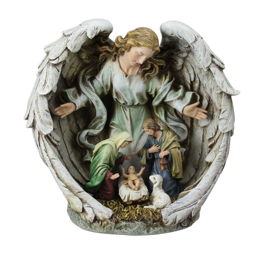 11" Holy Family in Angel Nativity Table Top Christmas Figurine - 31576427