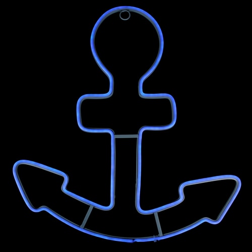 17" Neon Style LED Lighted Blue Anchor Window Silhouette Decoration - 32865837