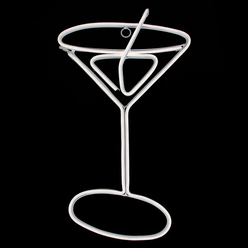 17.25" Neon Style LED Lighted Martini Glass Window Silhouette Decoration - 32865839