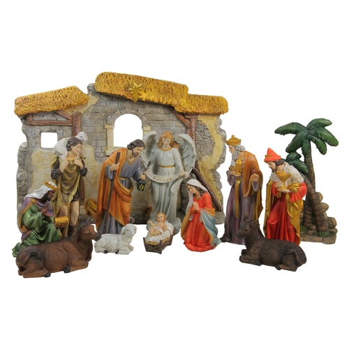13-Piece Multi-Color Traditional Religious Christmas Nativity Set with Stable 23.25" - 32262123